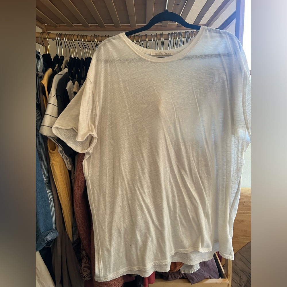 free people white oversized sheer tshirt